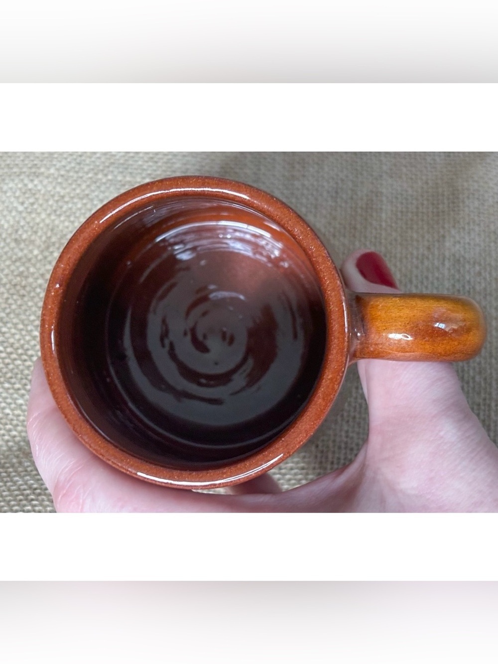 Handmade Brown Abstract Pottery Coffee Mug Cup Asymmetrical Rim Southwestern - Picture 5 of 7